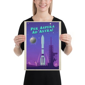 Per Aspera Ad Astra!, ESA Ariane 6 — Vintage Space Poster, Retro Space ...