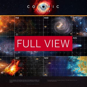 Cosmic Calendar (flat astronomy style), Universe evolution chart — space poster. Full view