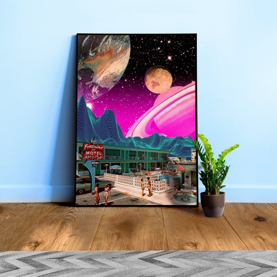 Synthwave space vintage retro collage #3 — space vintage retro collage art, 50s futuristic sci-fi collage, surreal collage art, retro sci-fi