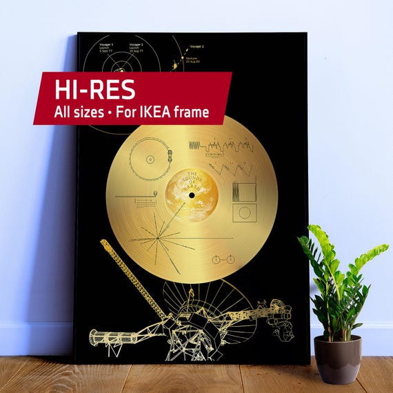NASA Voyager 1 Golden Record — Space poster, science print, space art, space wall decor, space wall art, NASA poster, science nerdy gifts