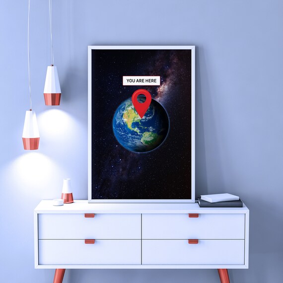 You are here: Earth — space poster, science poster, galactic map, space map
