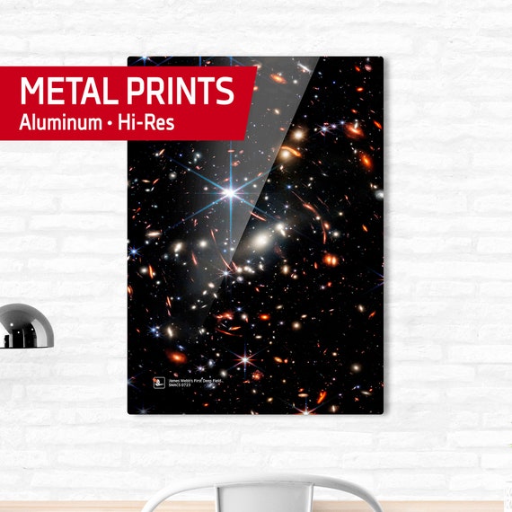 James Webb's First Deep Field (James Webb/JWST) — Metal prints. Space poster, science poster, space photo, space art, jwst picture