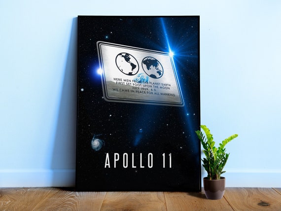 NASA Apollo 11 plaque, 3D with quote — Space poster, science print, space wall decor, space art, science gifts, nerdy gifts