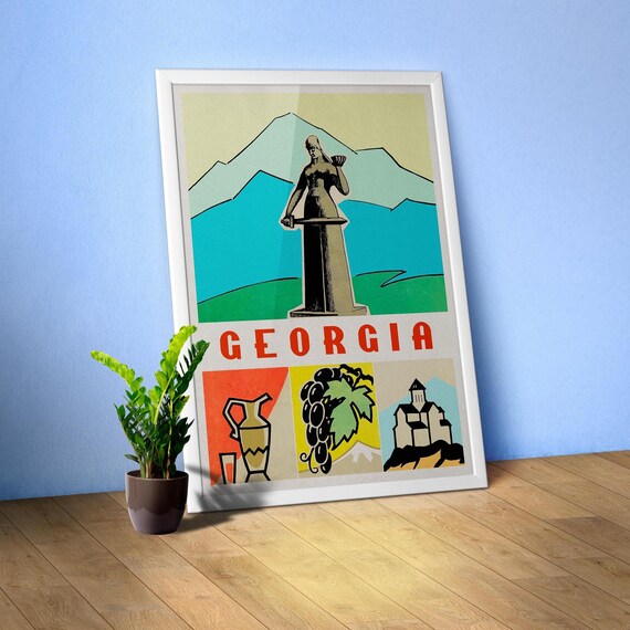 Kartlis Deda/Mother of Georgians, Georgia/Sakartvelo/საქართველო, 1960s — retro travel poster, rarity vintage travel art print
