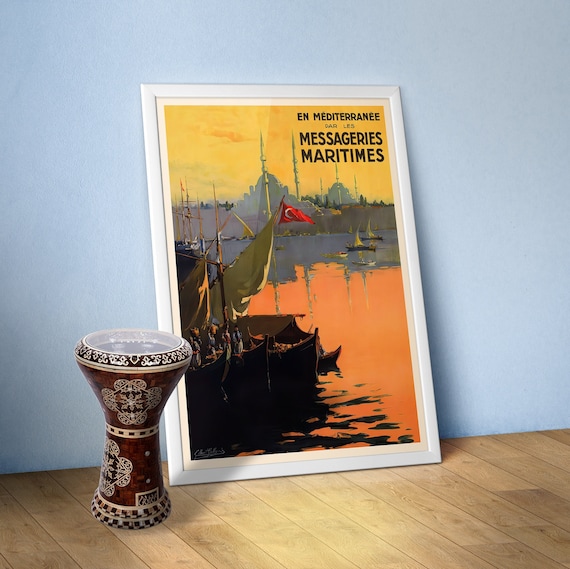 Istanbul, Turkey, 1910s — retro vintage travel poster, retro travel art, retro travel wall art