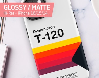 VHS cassette case · T-120 [retrowave/vaporwave] — Tough Case for iPhone 16/15/14/13 (Glossy/Matte), 80s iPhone case, retro phone case