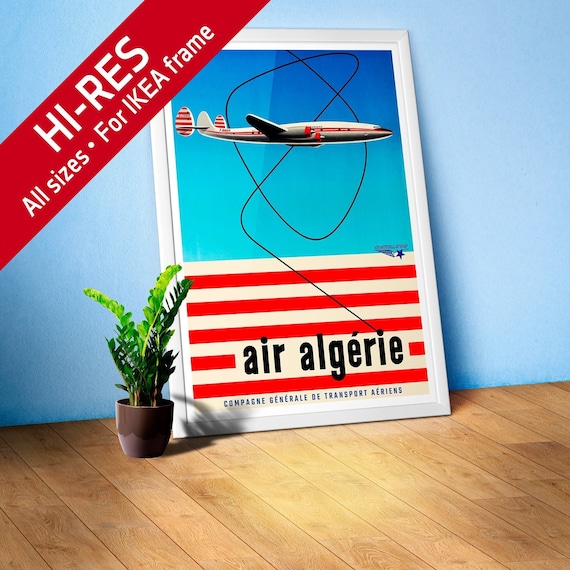 Air Algerie, Algeria, 1958 — retro vintage travel poster, retro travel art, retro travel wall art, airline poster, 50s poster