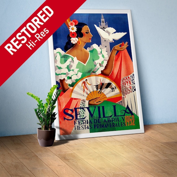 Feria De Abril, Seville, Spain, 1952 — retro vintage travel poster, propaganda poster, flamenco poster