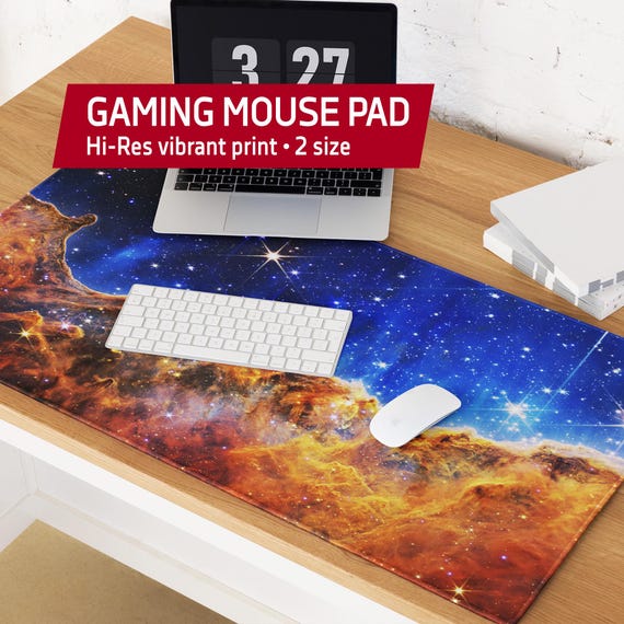JWST Cosmic Cliffs, Carina Nebula — Gaming Mouse Pad. James Webb Space Telescope Desk Mat, Carina Nebula Galaxy Mousepad, Space Setup