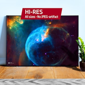 Bellennevel, NGC 7635 — NASA Hubble-ruimtetelescoop — Ruimteposter. Wetenschappelijke kunstprint met foto van de diepe ruimte, abstracte minimalistische print.