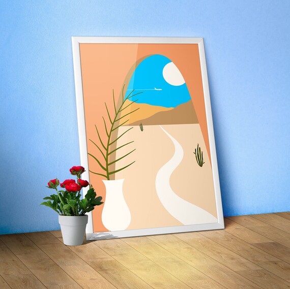 Boho travel poster Morocco/Tunisia/Egypt 4 – Abstract wall art, aesthetic boho decor, desert color print, modern minimalist home poster