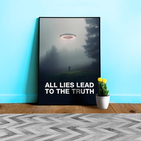 All Lies Lead to the Truth/The X-Files poster, S05E01 1997 — sci-fi poster, movie art, I want to believe poster, space print, aliens decor