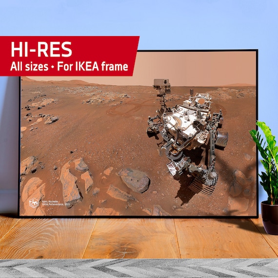 NASA Perseverance, 2021, Mars, Rochette — space poster, Hi-Res photo poster, Mars poster, Mars panoramic photo, space gifts