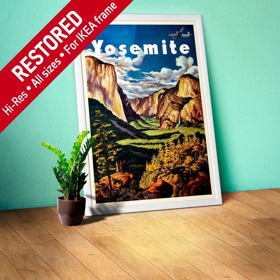 Yosemite, USA. United Air Lines, 1945 — retro vintage travel poster, retro travel art, retro travel wall art