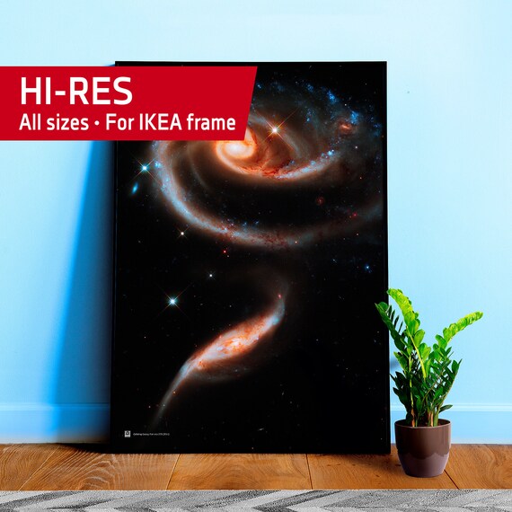Colliding Galaxy Pair Arp 273, NASA Hubble Space Telescope — space poster, science poster, space photo, abstract poster