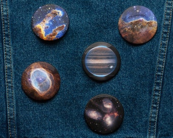 Space Pin buttons: James Webb Space Telescope. JWST Pillars of Creation 2022 — Set of nerdy pin buttons (5 items), pin badge, circle pins