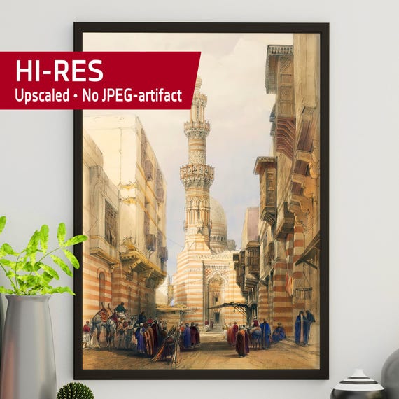 Mosque Boulak – Cairo Egypt 1838, David Roberts • Cairo Wall Poster, Islamic Street Art, Vintage Travel Print, Egypt Art, Mosque View Decor
