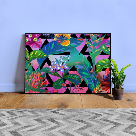 Tropical Synthwave Space #9 Neon Geometric Jungle — space poster, tropical poster, synthwave neon poster, abstract poster