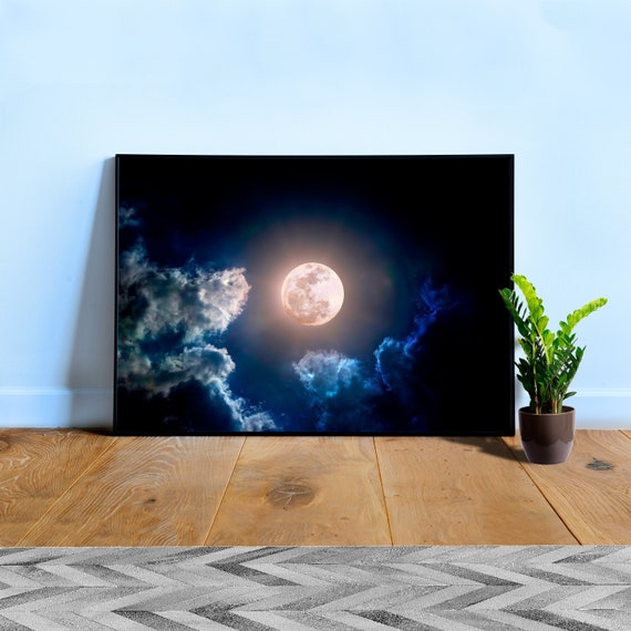 Moon at night (Hi-Res poster) — space poster, Moon poster, space art, Moon photo, photo poster
