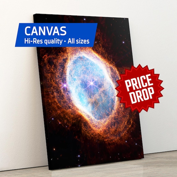 Southern Ring Nebula. NGC 3132 (James Webb/JWST) — Canvas. Space poster, science art print and photo, nerdy gift for space lovers