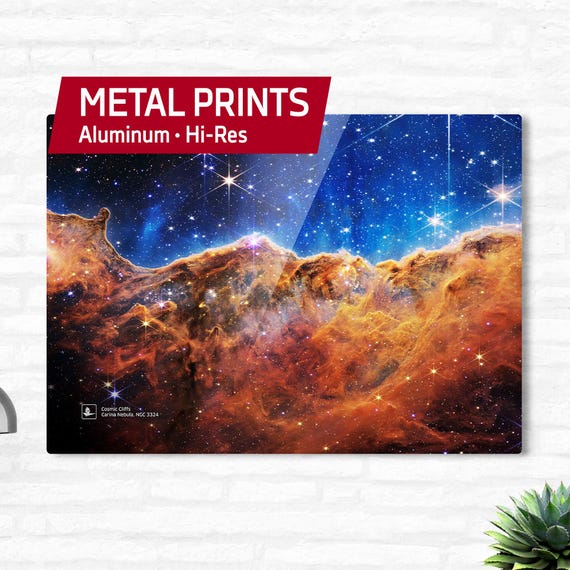 Cosmic Cliffs, Carina Nebula, NGC 3324 (James Webb/JWST) — Metal print. Space poster, Science metal wall art, Space photo, Gift for him