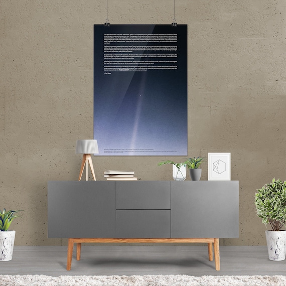 Pale Blue Dot poster, NASA Voyager 1 (2020 revision) with Carl Sagan quote — Space poster, science poster, photo poster [inches]