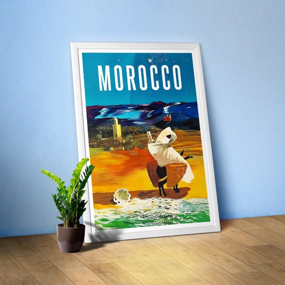 Morocco, Africa, 1960 — retro vintage travel poster, retro travel art, retro travel wall art