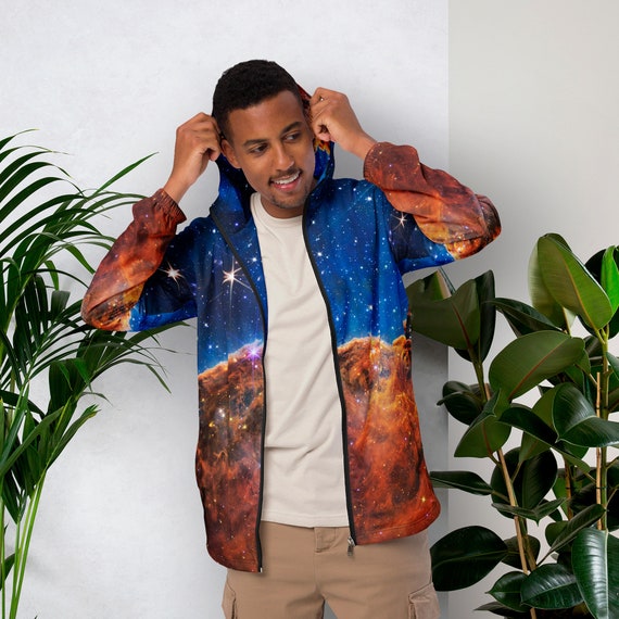 JWST Cosmic Cliffs, Carina Nebula NGC 3324 (James Webb/JWST) — Space Men’s windbreaker. Space clothing, space hoodie