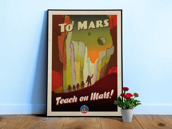 To Mars! — Vintage space poster, retro space art, propaganda poster, retrofuturism, retro sci-fi, Retro NASA poster