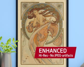 Dance, Alphonse Mucha 1890s – Art Nouveau Poster ≡ Vintage feminine print, Boho Home decor
