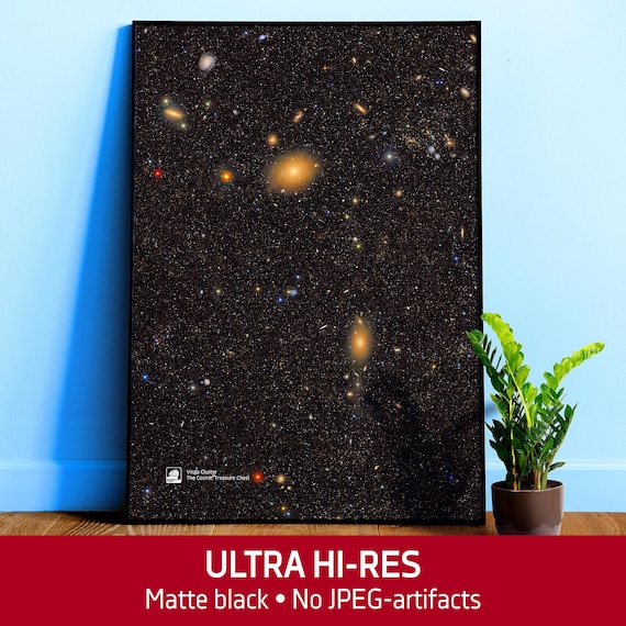 Virgo Cluster: The Cosmic Treasure Chest – Vera C. Rubin Observatory poster. Space Wall Art, Astronomy Print, Galaxy Map, Science Decor