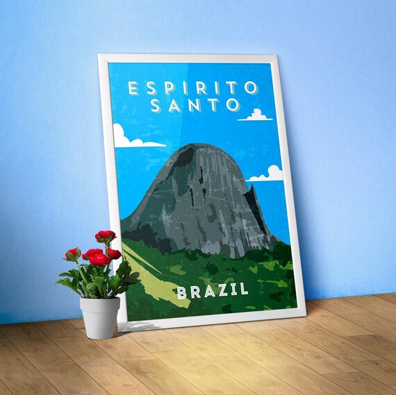 Espirito Santo, Brazil — Retro travel minimalist poster, retro travel art, retro travel wall art, vector art