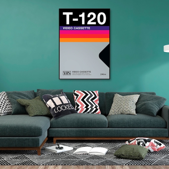 Retrowave poster: VHS cassette case T-120 [retrowave/vaporwave] — 80s poster, aesthetic poster, retrowave art print