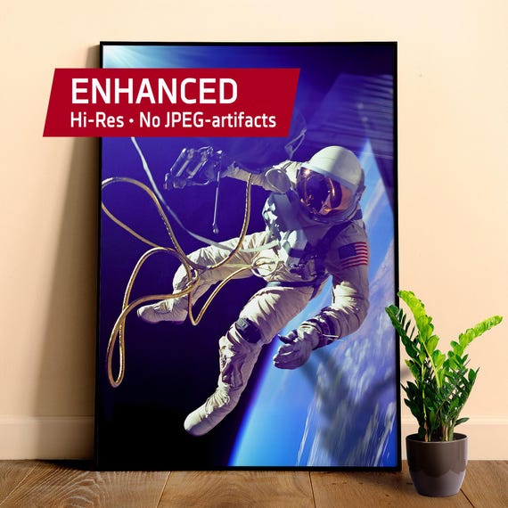 Ed White, First American Spacewalker, NASA Gemini mission, 1965 — Space poster. Space retro wall art, Iconic photo, gift for space lovers