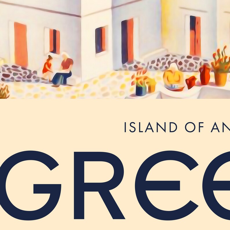 Greece, Andros, 1949 — retro vintage travel poster, retro travel art