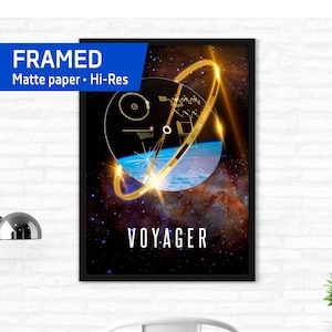 NASA Voyager 1. 3D Golden Record — Framed matte paper poster. Space poster, science poster, space wall decor, space art
