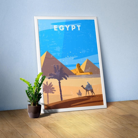 Egypt — Retro travel minimalist poster, retro travel art, retro travel wall art, vector art