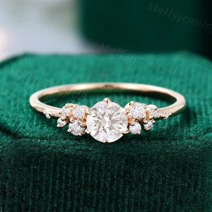 0.5 CT IGI certified lab grown diamond ring Unique rose gold engagement ring Antique cluster bridal ring Delicate Anniversary gift for her