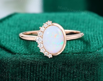 Oval Cut Morganite Engagement Ring Vintage Rose Gold Unique - Etsy