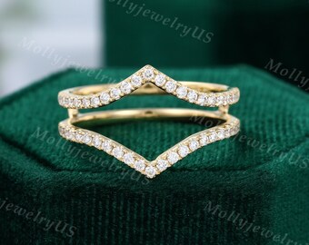 Unique Yellow gold wedding band women Cross Moissanite wedding band vintage Bridal Half eternity Stacking Matching Bridal gift for her