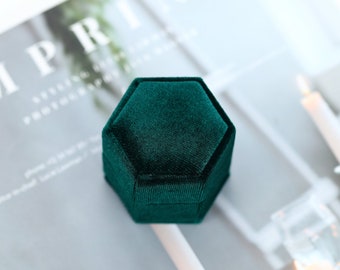 Ring box Beautiful ring box Simple ring box Velvet Ring Box Hexagon ring box Green ring box A box for engagement rings Single slot ring box