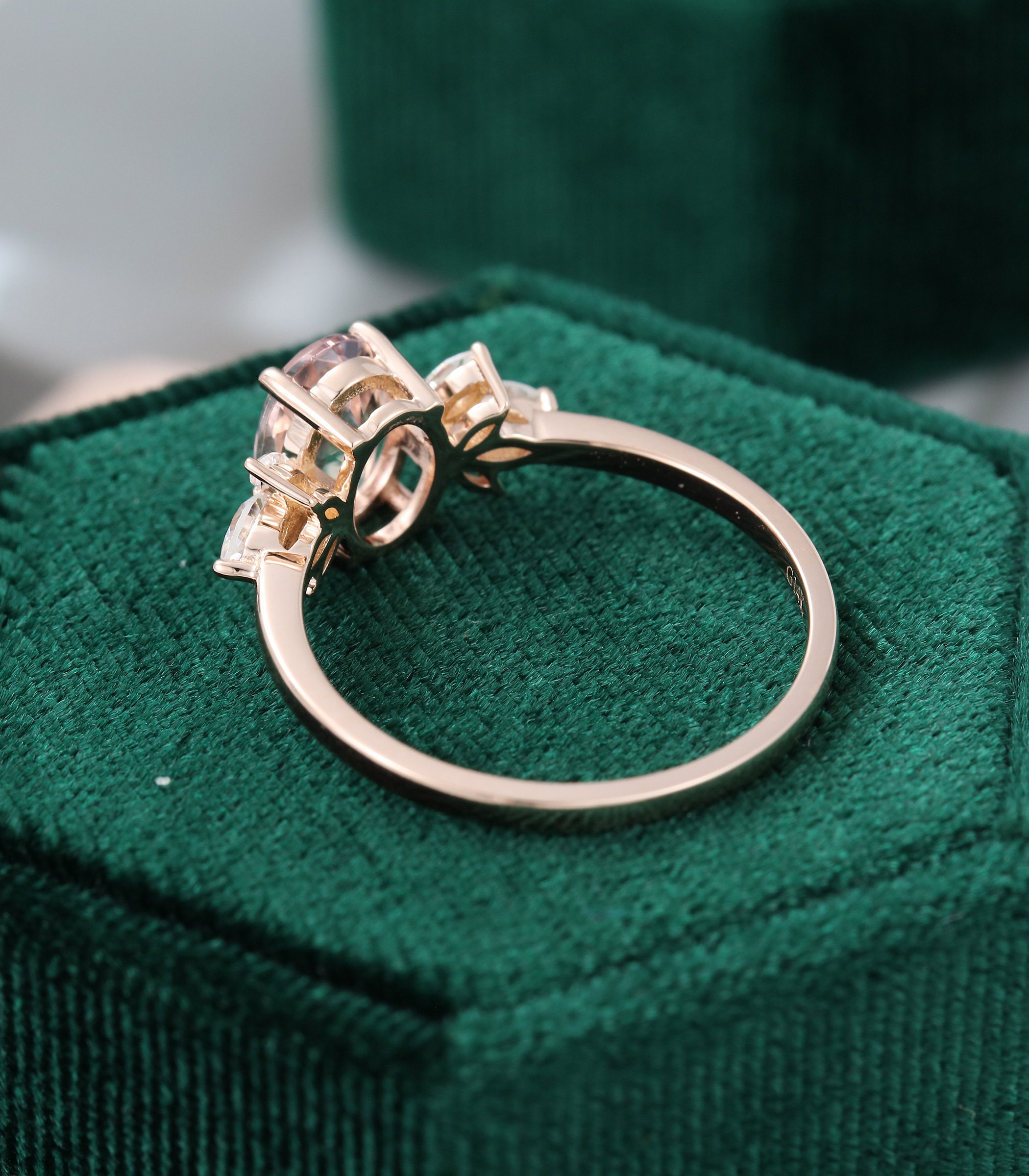 Oval Morganite Engagement Ring Vintage Unique Rose Gold | Etsy