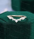 Vintage Moissanite Curved wedding band Unique Rose gold wedding band women Diamond Bridal Stacking Matching ring Anniversary delicate band
