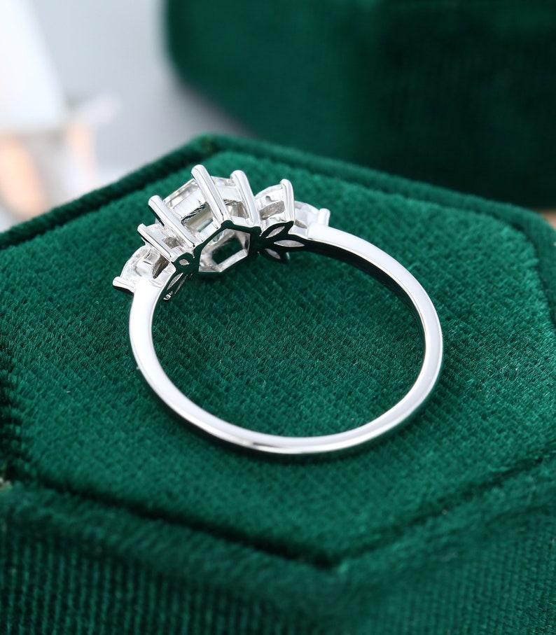 Hexagon Cut Moissanite Engagement Ring White Gold Vintage | Etsy