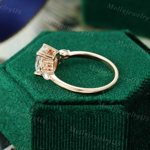 Anillo de compromiso ovalado Moissanite vintage único Cluster anillo de compromiso de oro rosa mujeres Marquise diamante boda nupcial art deco Aniversario imagen 8