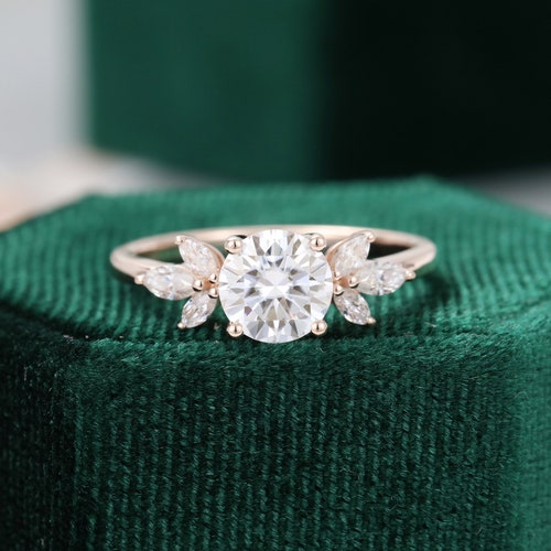 Oval Cut Moissanite Engagement Ring Rose Gold Unique Vintage - Etsy