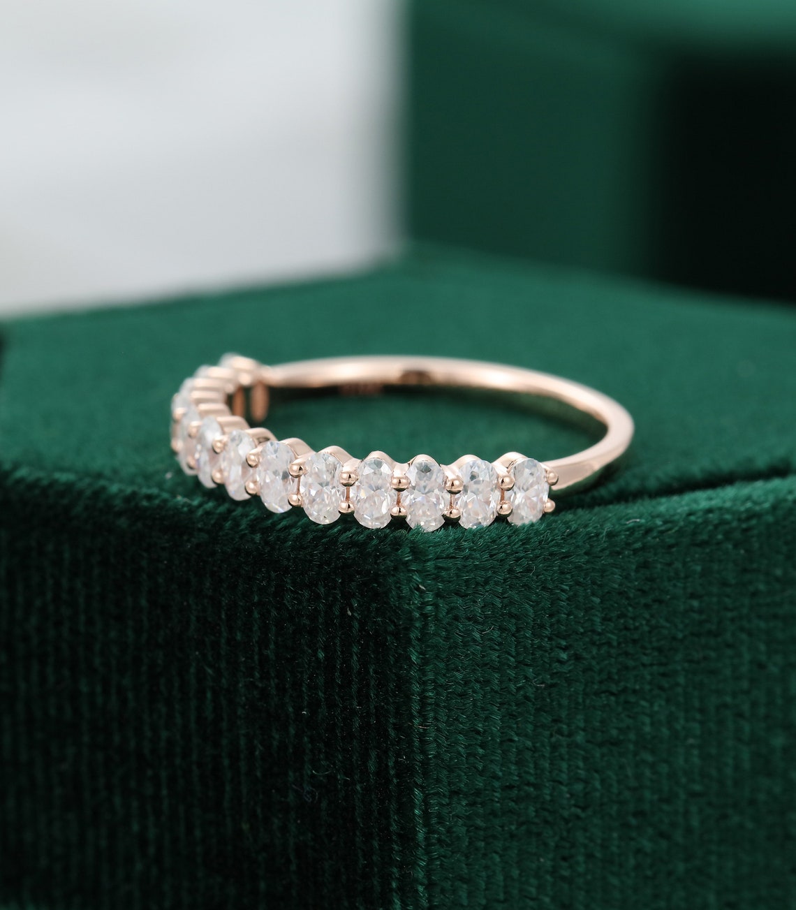Unique Moissanite Wedding Band Women Oval Cut Half Eternity - Etsy