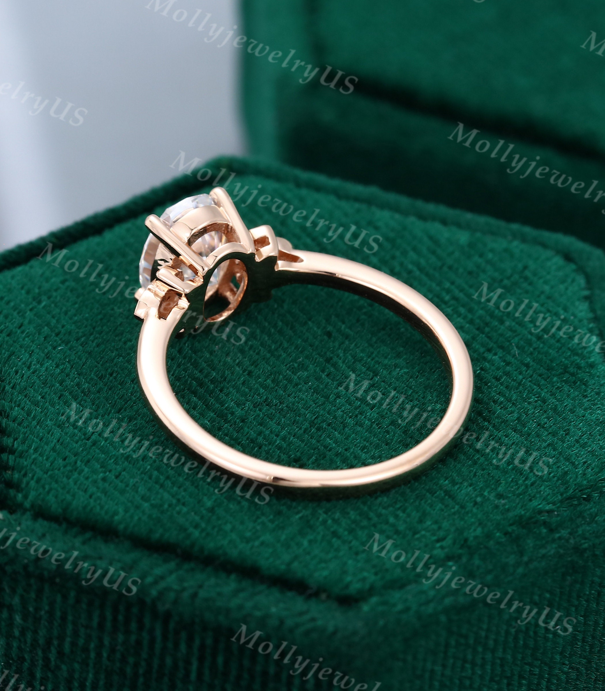 Oval cut Moissanite engagement ring vintage Rose gold | Etsy