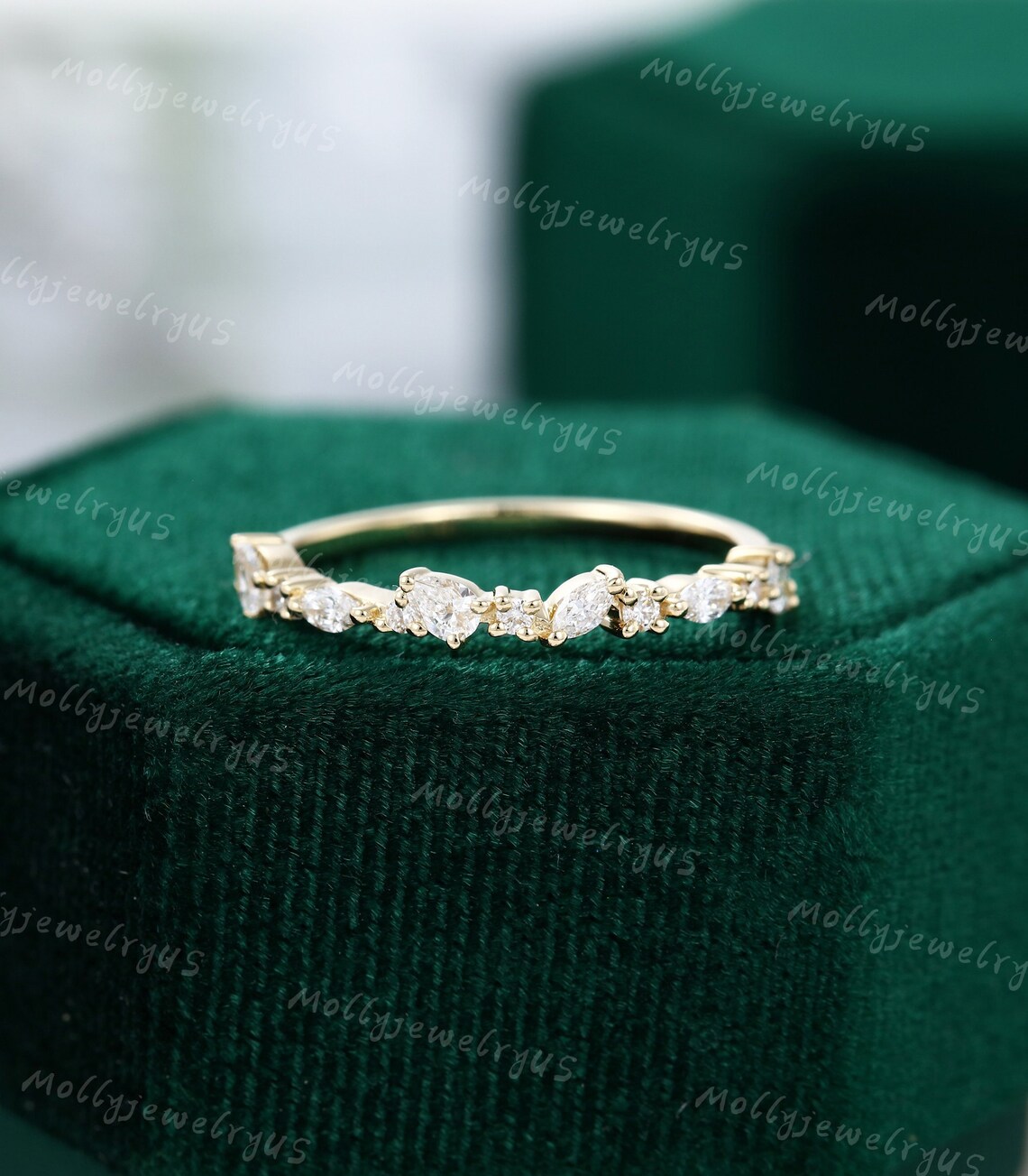 Unique Wedding Band Women Vintage Wedding Band Yellow Gold - Etsy