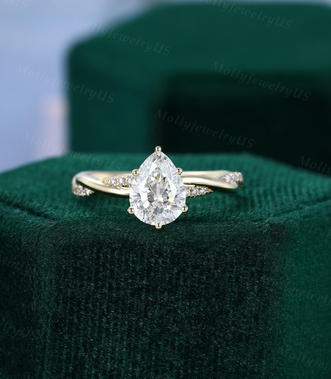 1 CT Pear Shaped IGI Certified Lab Grown Diamond Engagement Ring Solid ...